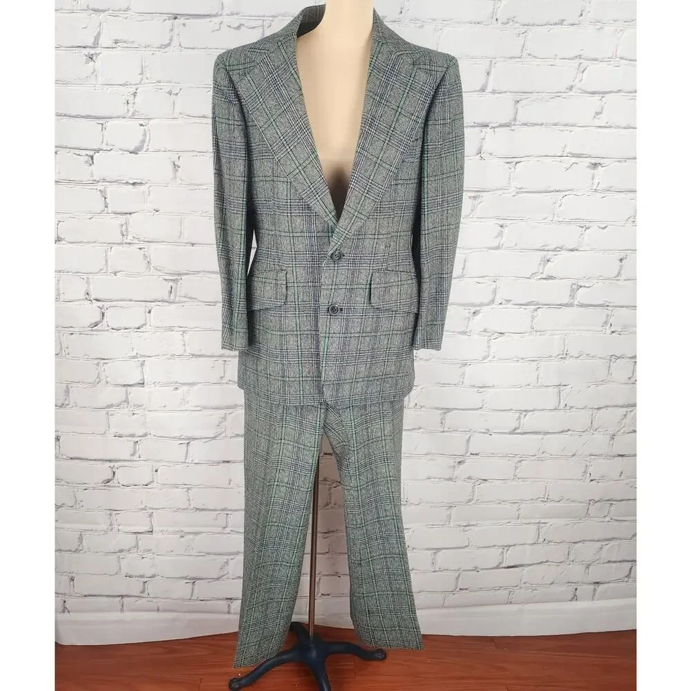 Vtg Hardy Amies of London Mens S Suit Tweed Wool proffesional office corporate
